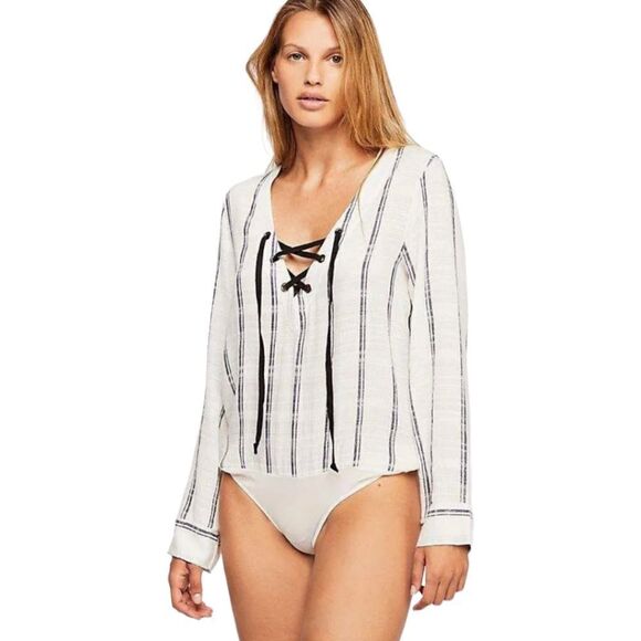 Free People Oh Boy Striped Bodysuit women's sz S - Picture 1 of 3